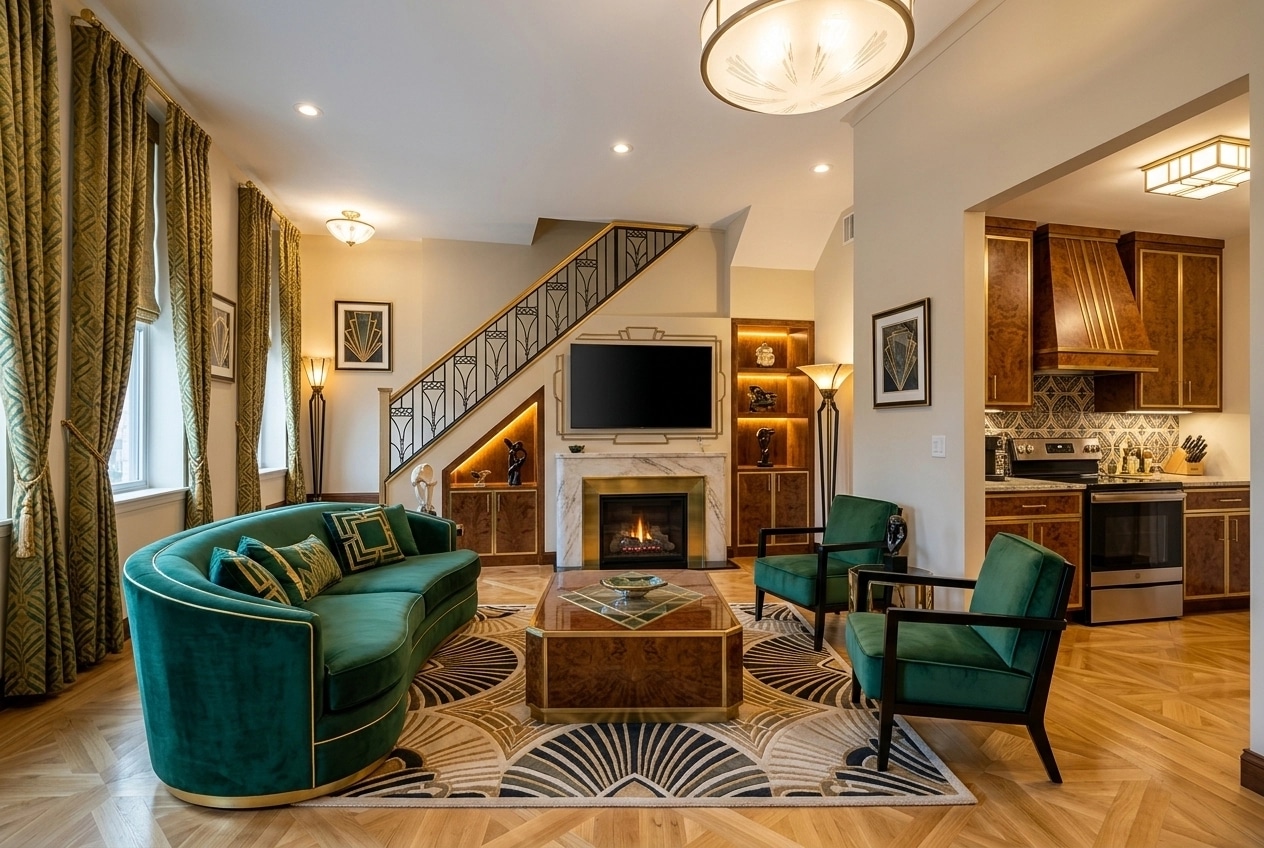 Art Deco Living Room design — interior photo by GenRoom AI