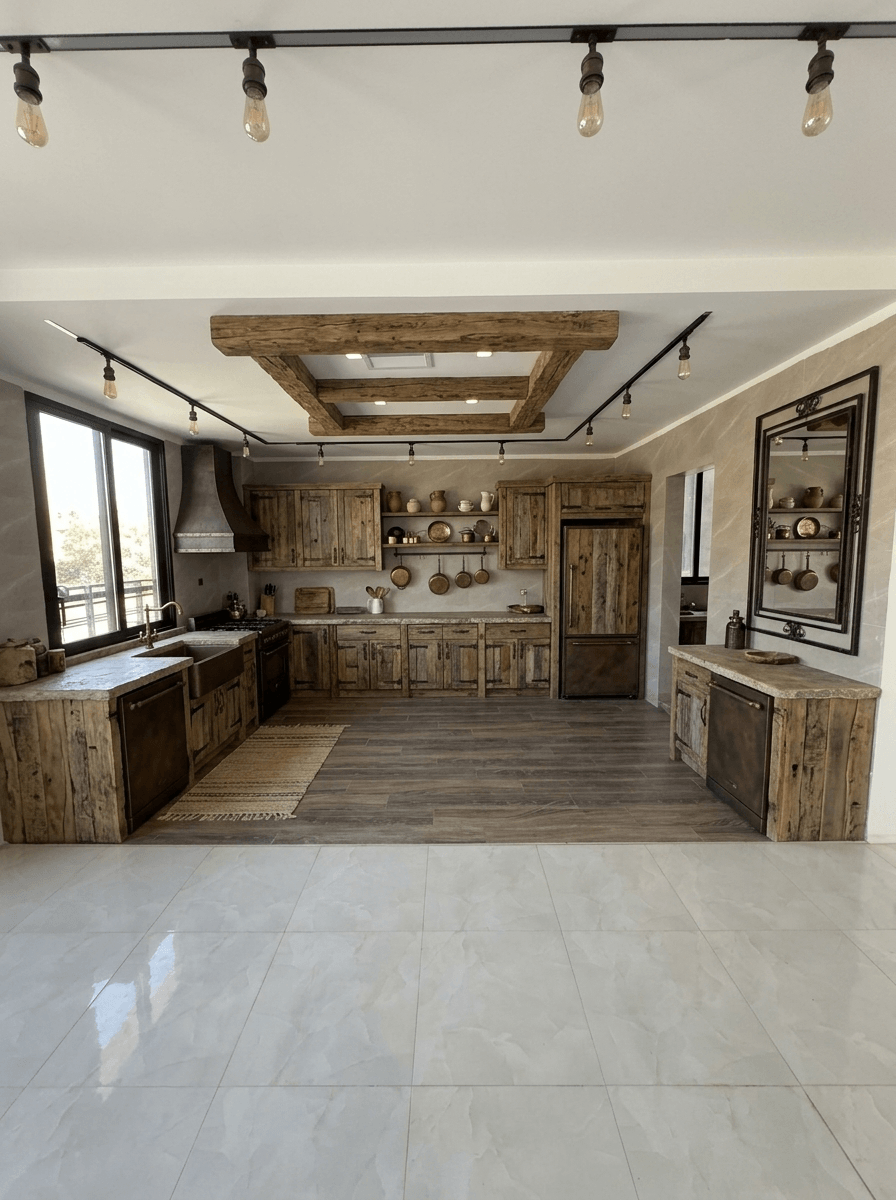 İç mekân tasarımı Rustic stili — Mutfak GenRoom AI
