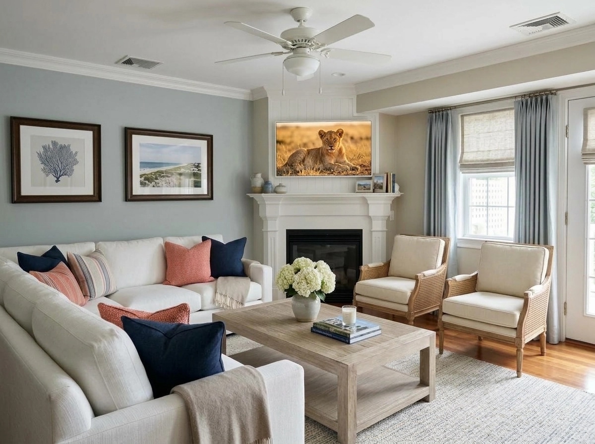 Interior design in Coastal / Hamptons style — Living Room by GenRoom AI