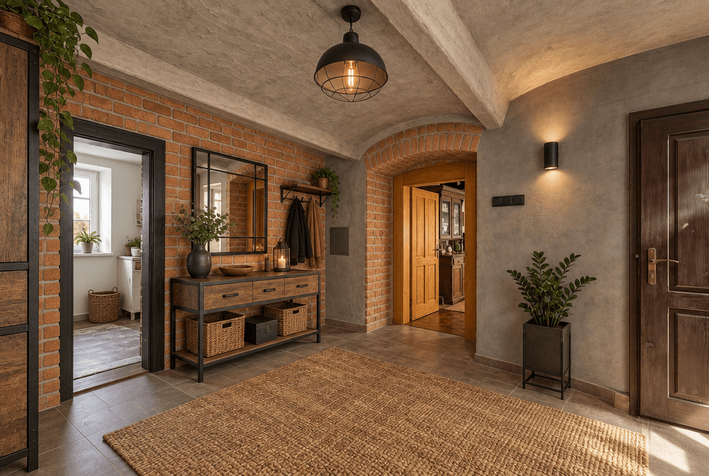 Hallway interior in Loft / Industrial style — photo by GenRoom AI
