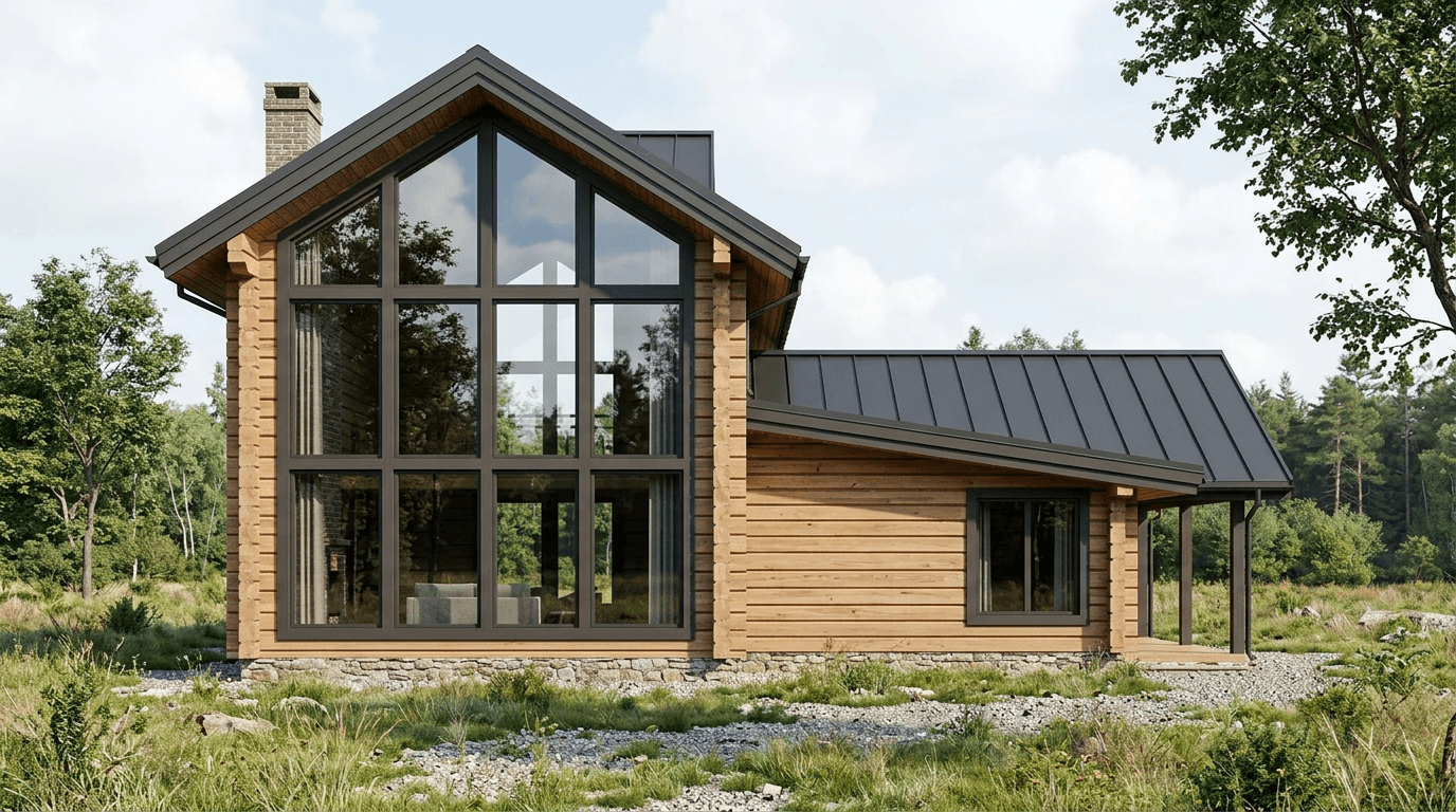 Facade design in Barnhouse Facade style — photo by GenRoom AI