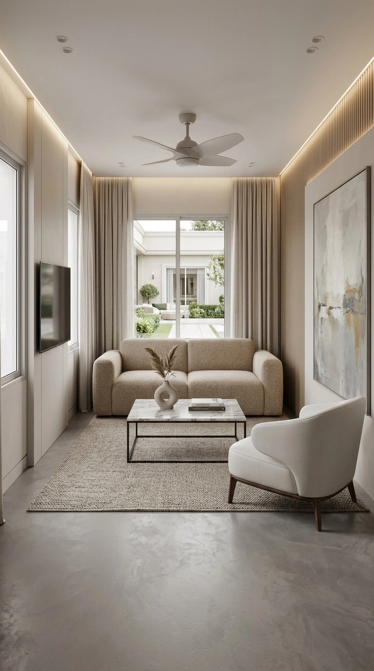 Minimalism Living Room design — interior photo by GenRoom AI