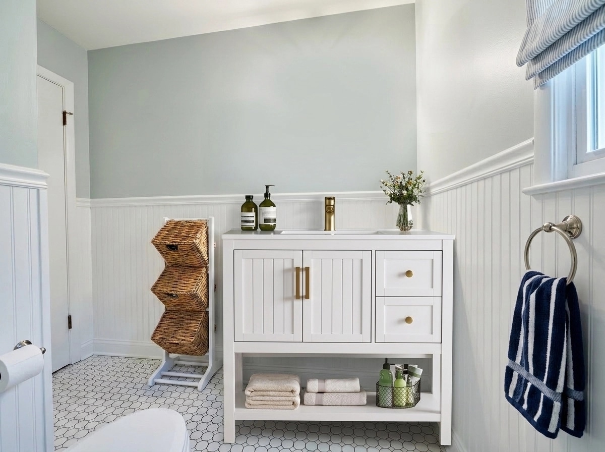 Interior design in Coastal / Hamptons style — Bathroom by GenRoom AI