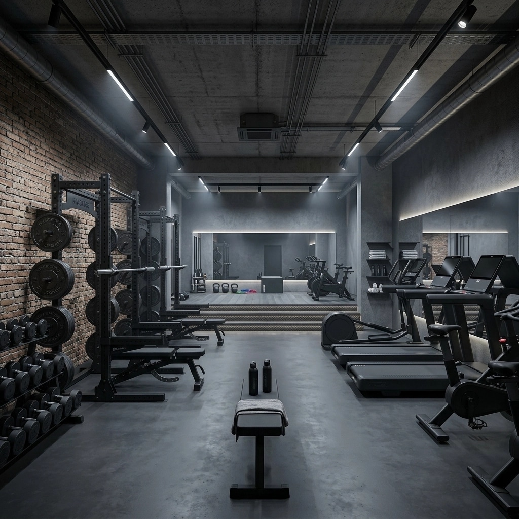 Interior design in Blacktec style — fitness by GenRoom AI