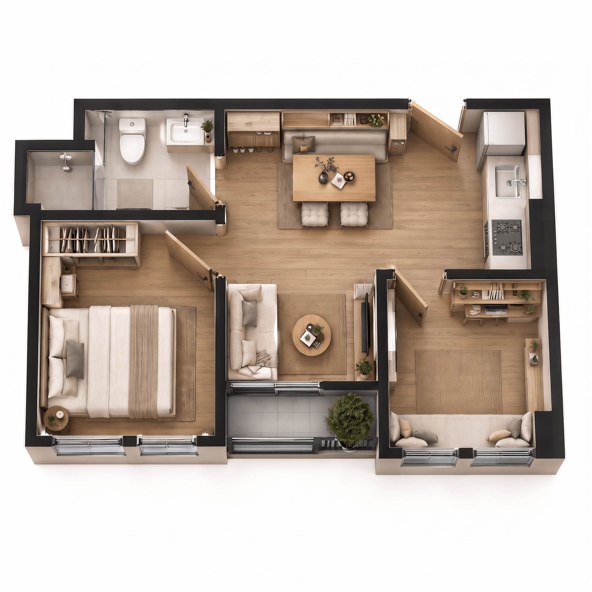 Interior design in Japandi style — Living Room by GenRoom AI
