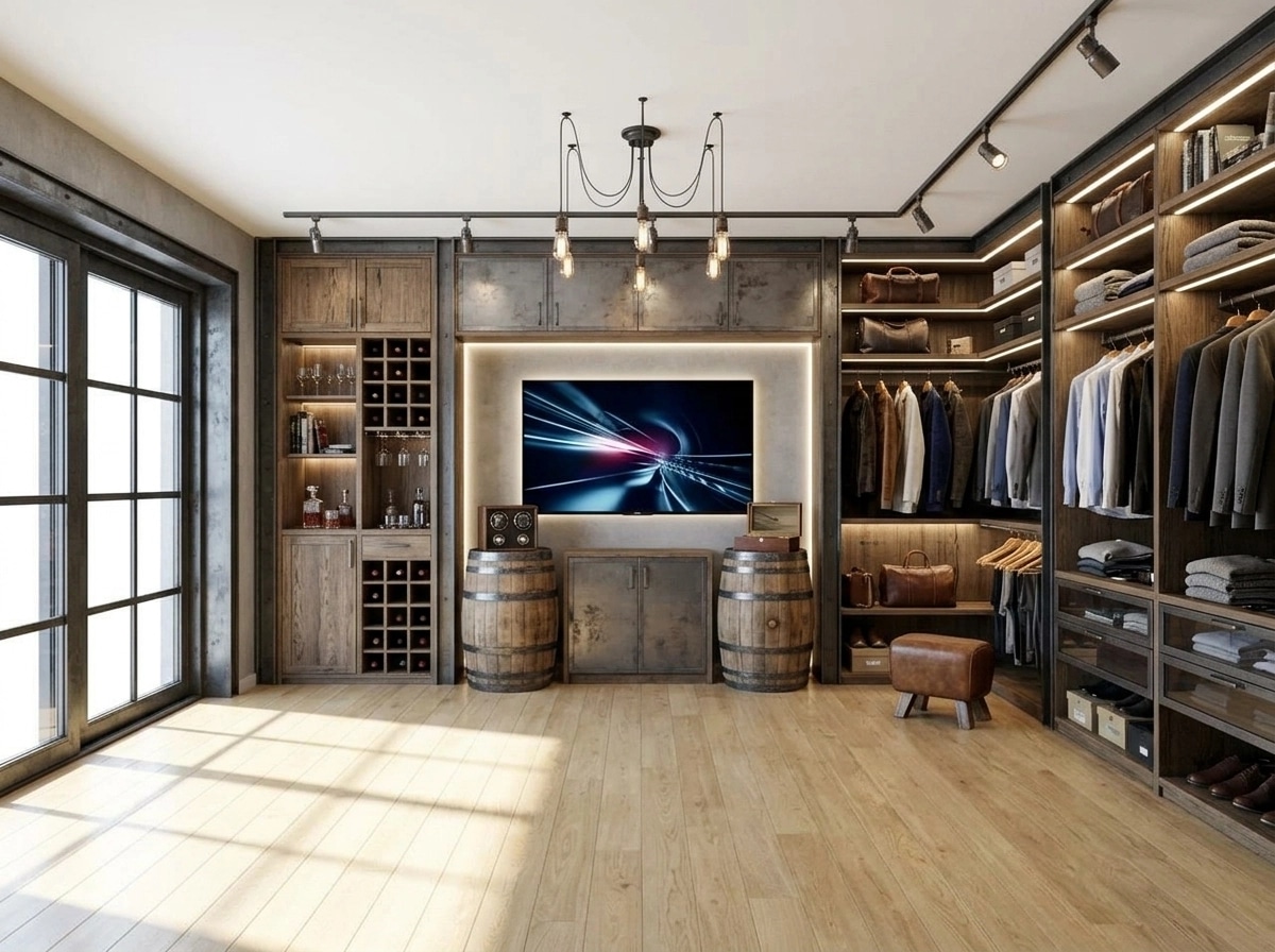 Interior design in Loft / Industrial style — wardrobe by GenRoom AI