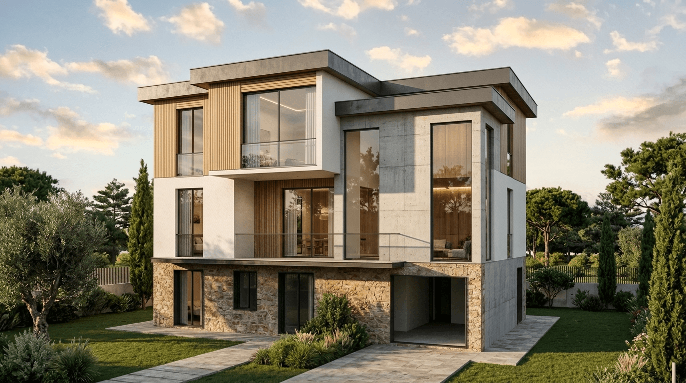 Facade design in Contemporary Facade style — photo by GenRoom AI