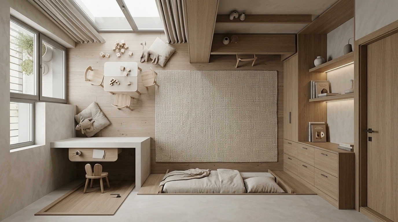 Interior design in Japandi style — Kids Room by GenRoom AI