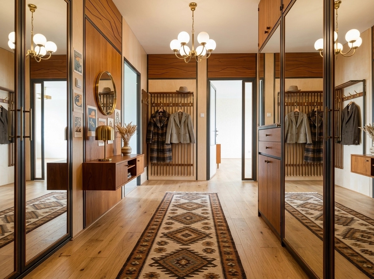 Hallway interior in Mid-Century Modern style — photo by GenRoom AI