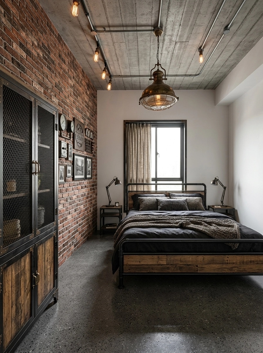 Loft / Industrial Bedroom design — interior photo by GenRoom AI