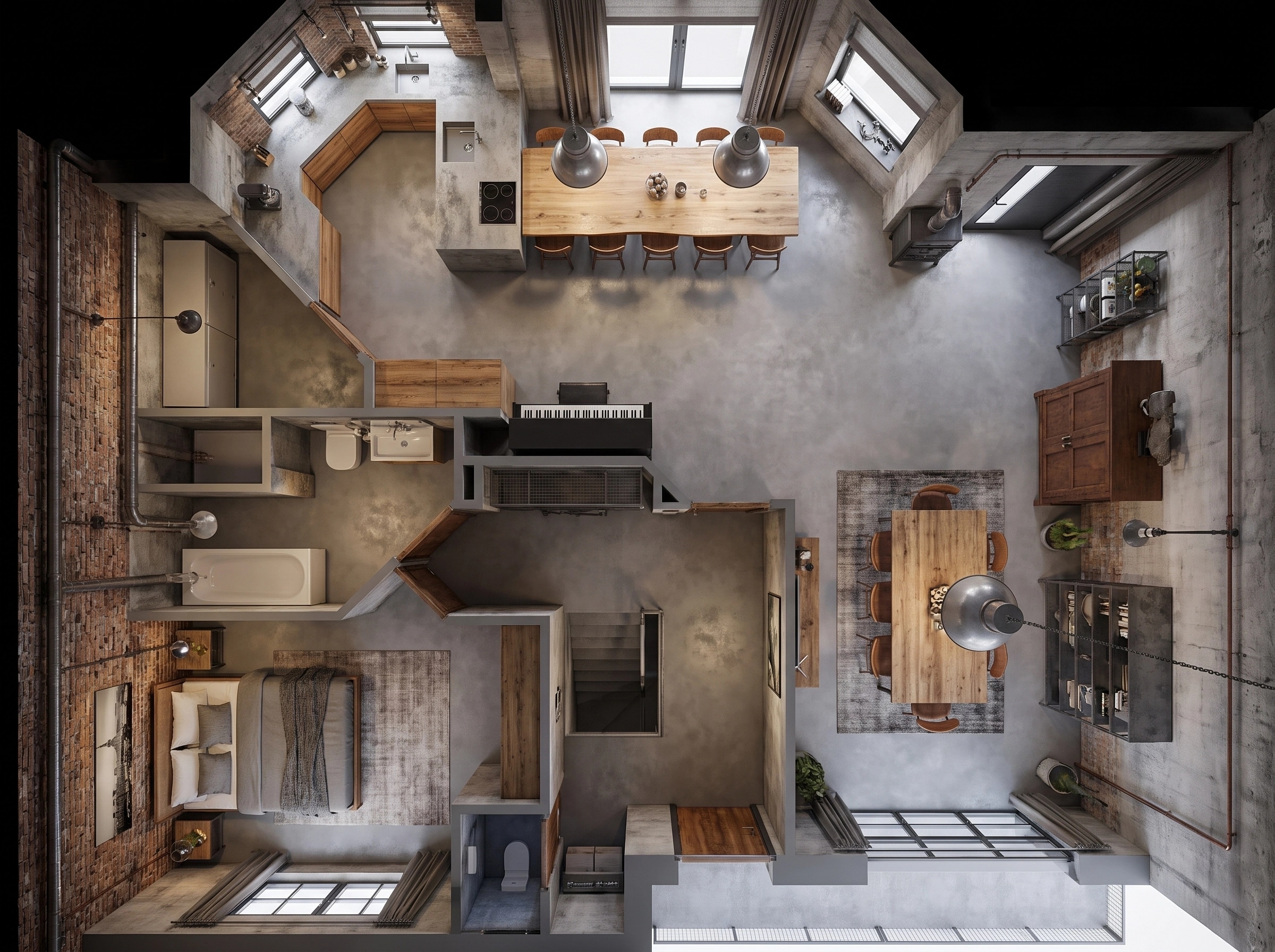 Interior design in Loft / Industrial style — Living Room by GenRoom AI