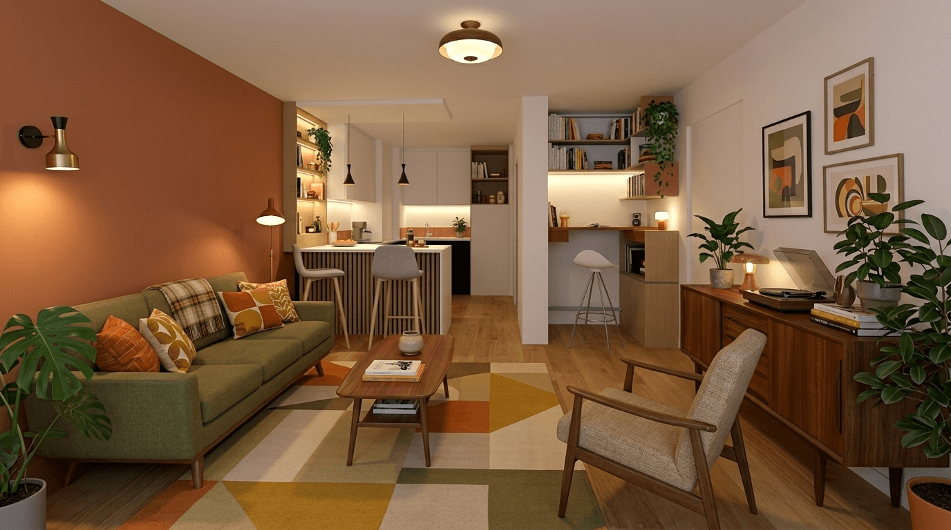 Mid-Century Modern Kitchen design — interior photo by GenRoom AI