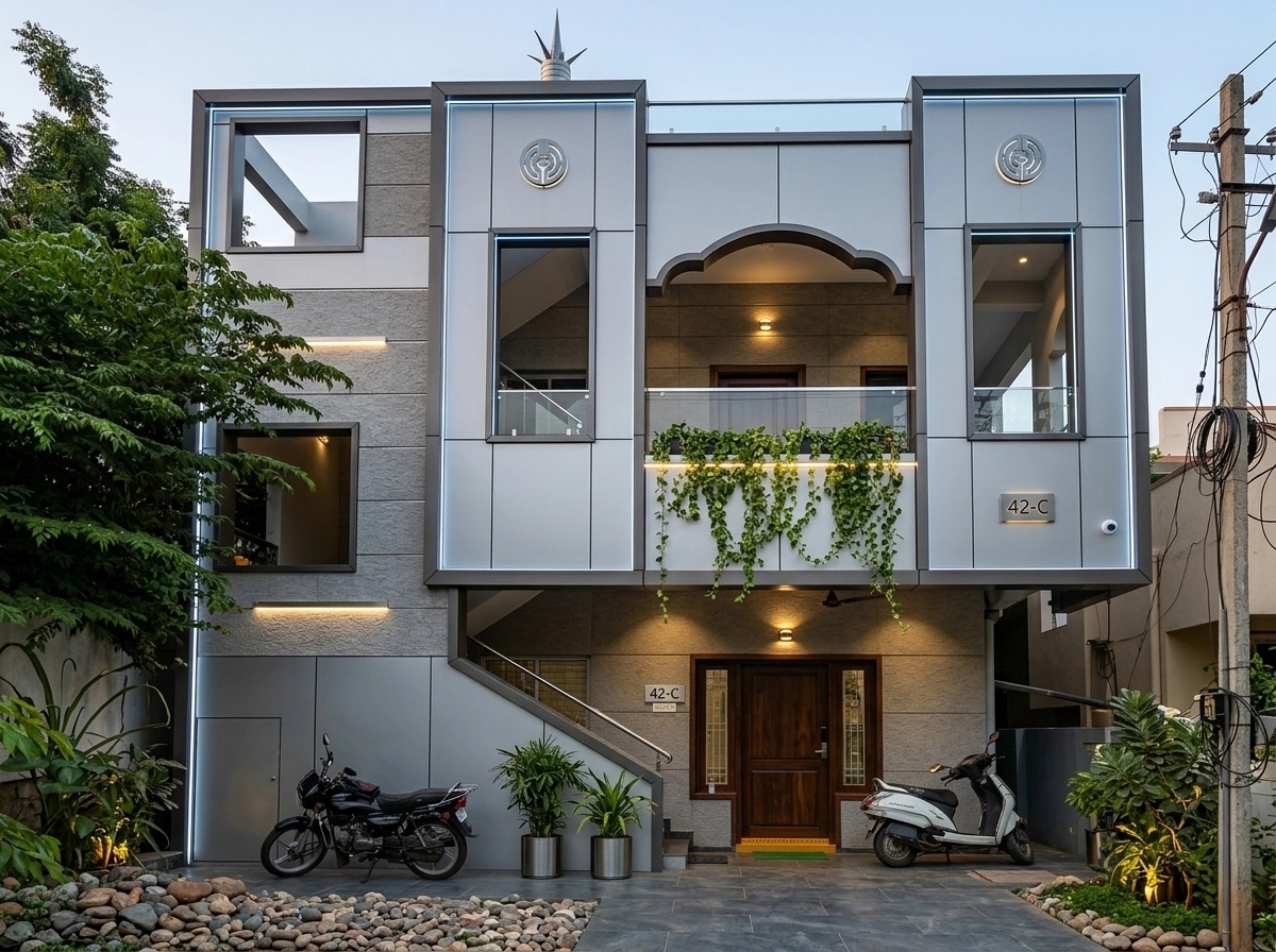 Hi-Tech Facade Facade design — facade photo by GenRoom AI
