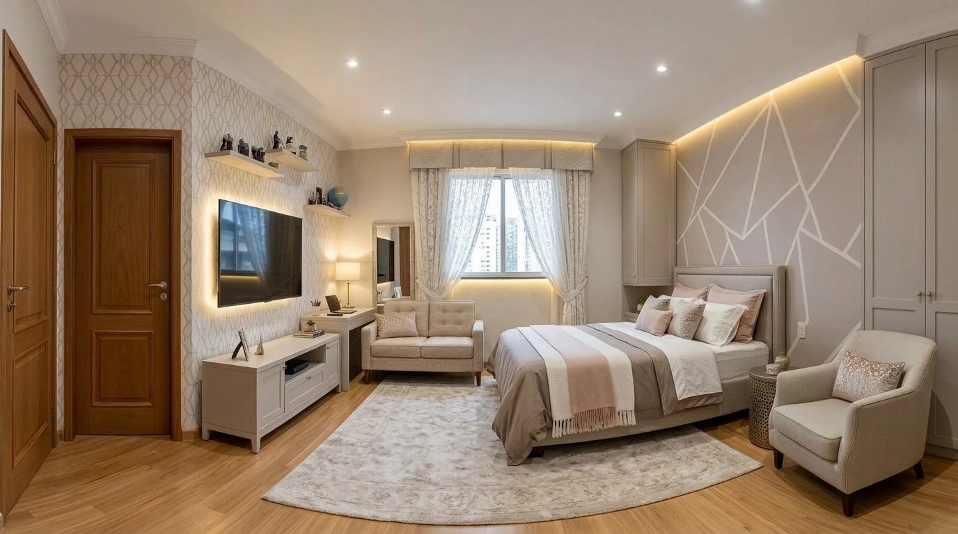 Transitional Bedroom design — interior photo by GenRoom AI