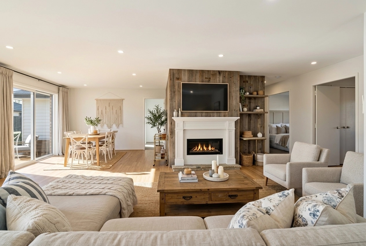 Modern Farmhouse Living Room design — interior photo by GenRoom AI