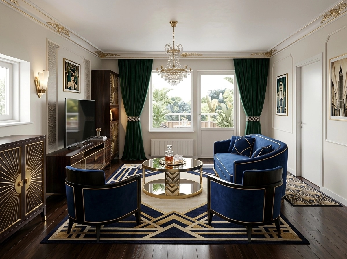 Interior design in Art Deco style — Living Room by GenRoom AI