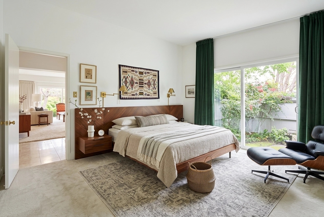 Mid-Century Modern Camera da Letto design — interior photo by GenRoom AI