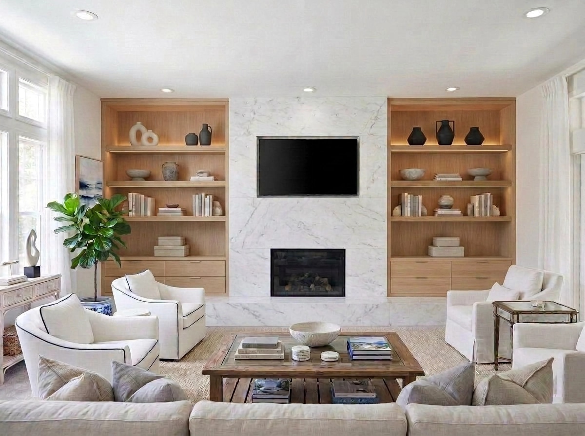 Interior design in Coastal / Hamptons style — Living Room by GenRoom AI