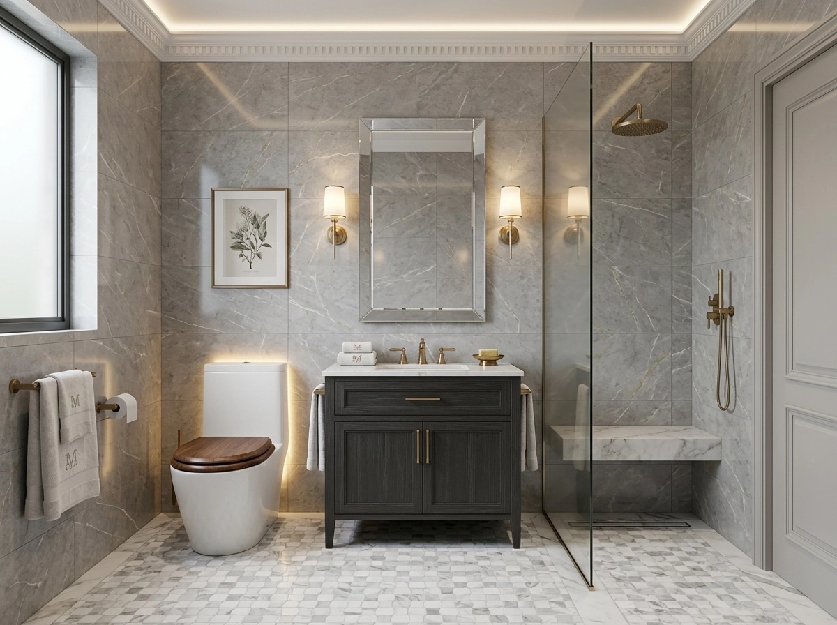 Bathroom interior in Transitional style — photo by GenRoom AI