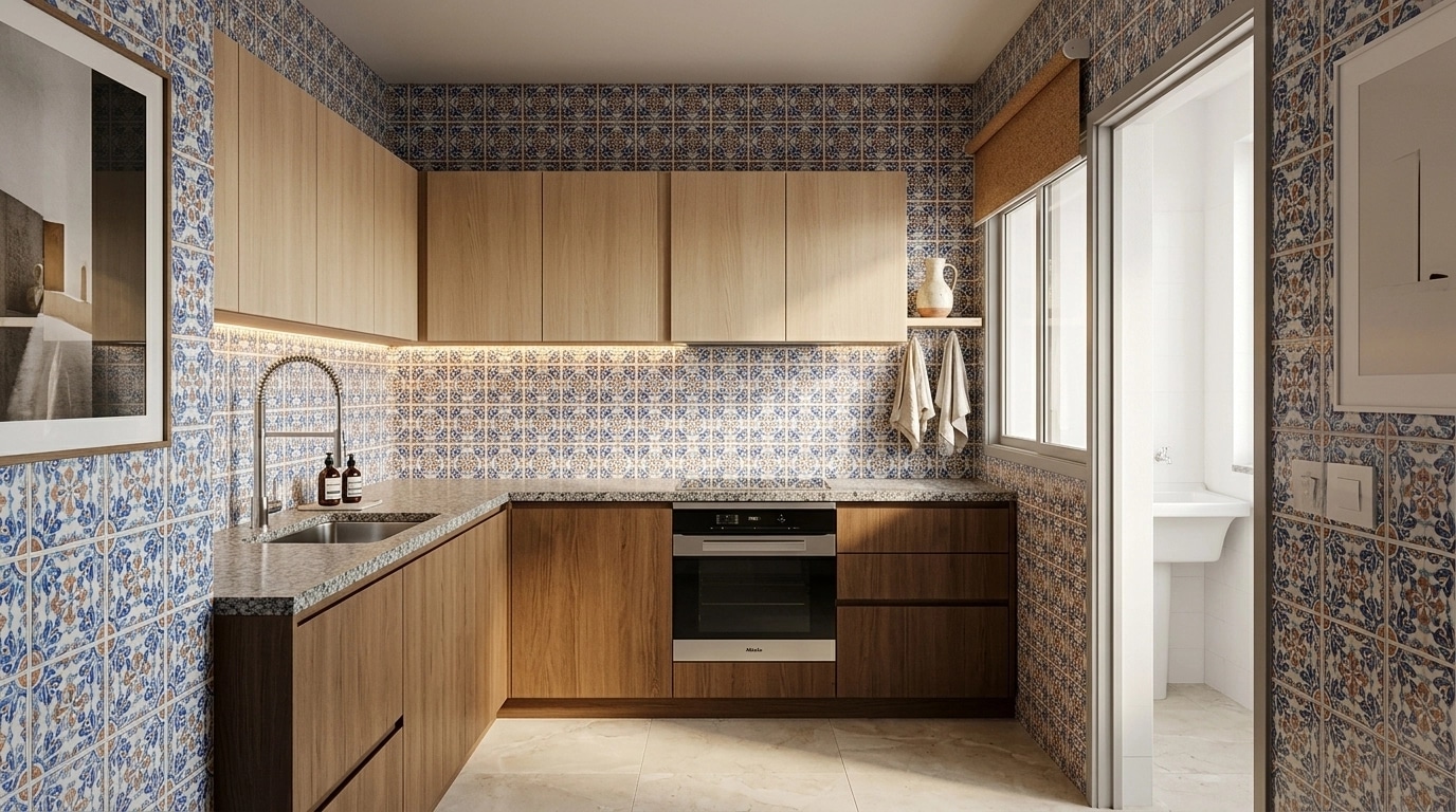 Interior design in Portuguese Modern style — Kitchen by GenRoom AI
