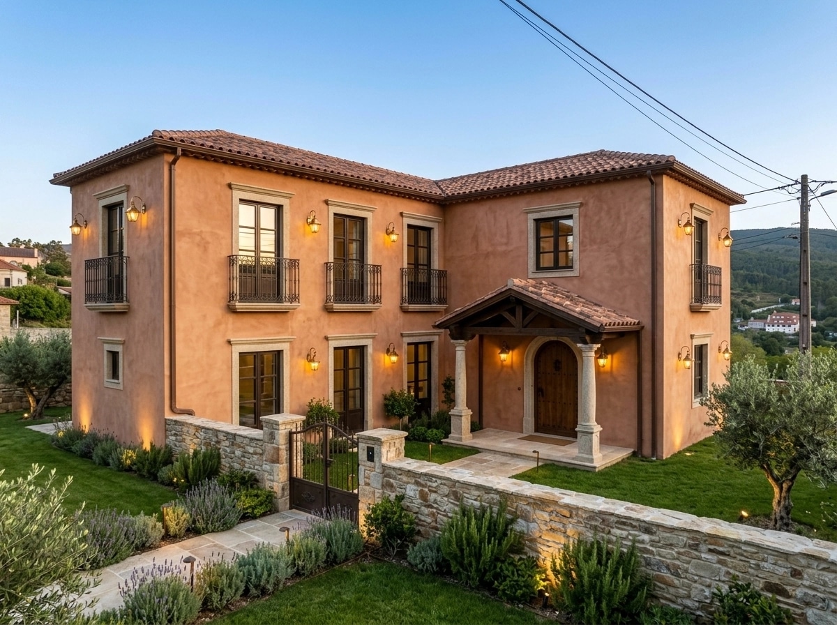 Diseño de fachada en estilo Mediterranean Facade — Fachada por GenRoom AI