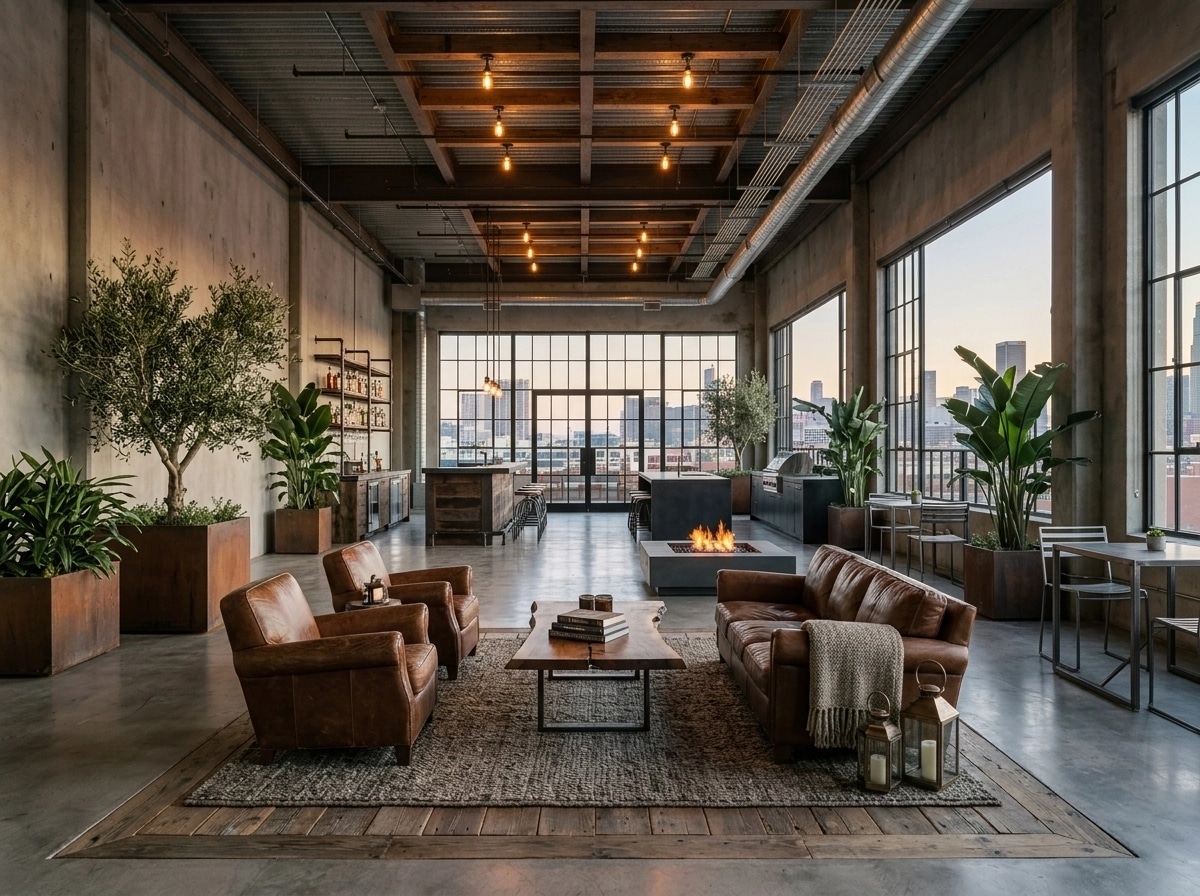 Interior design in Loft / Industrial style — terrace by GenRoom AI