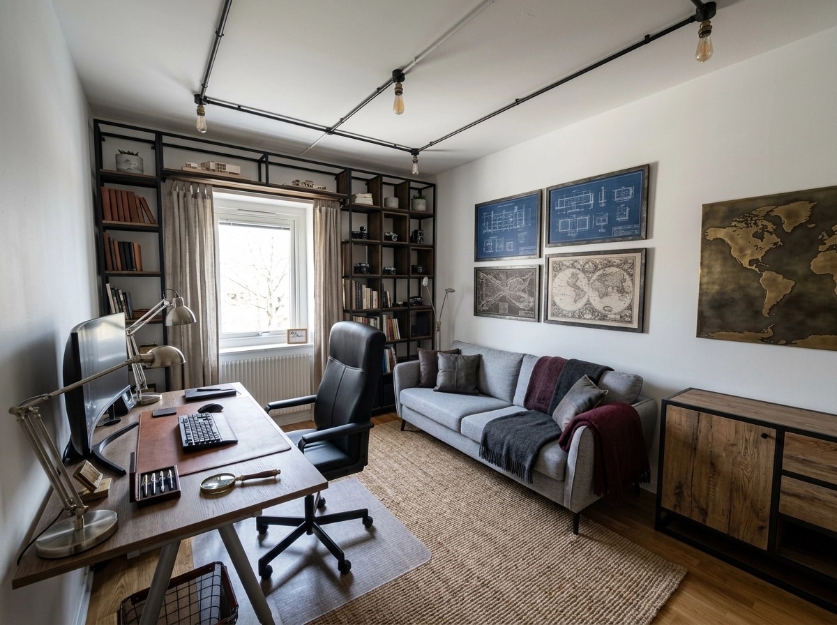 Interior design in Loft / Industrial style — Office by GenRoom AI
