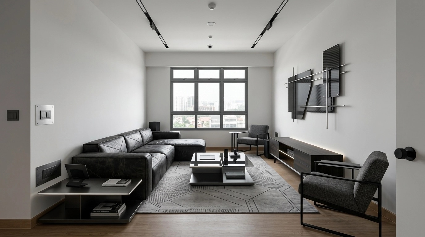 Blacktec Living Room design — interior photo by GenRoom AI