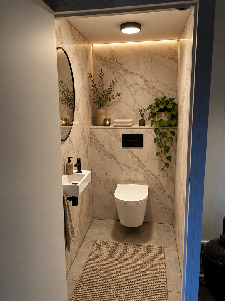 Bathroom interior in Minimalism style — photo by GenRoom AI