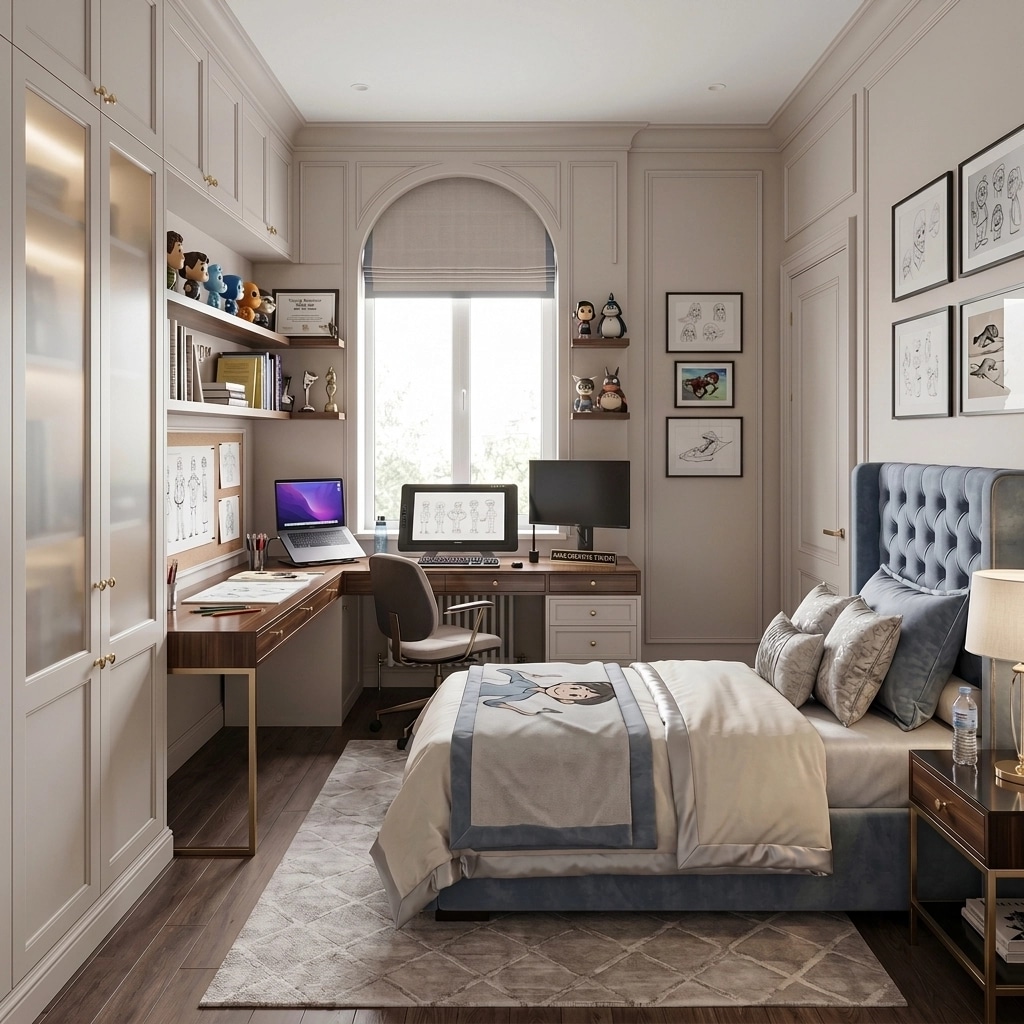 Transitional Bedroom design — interior photo by GenRoom AI