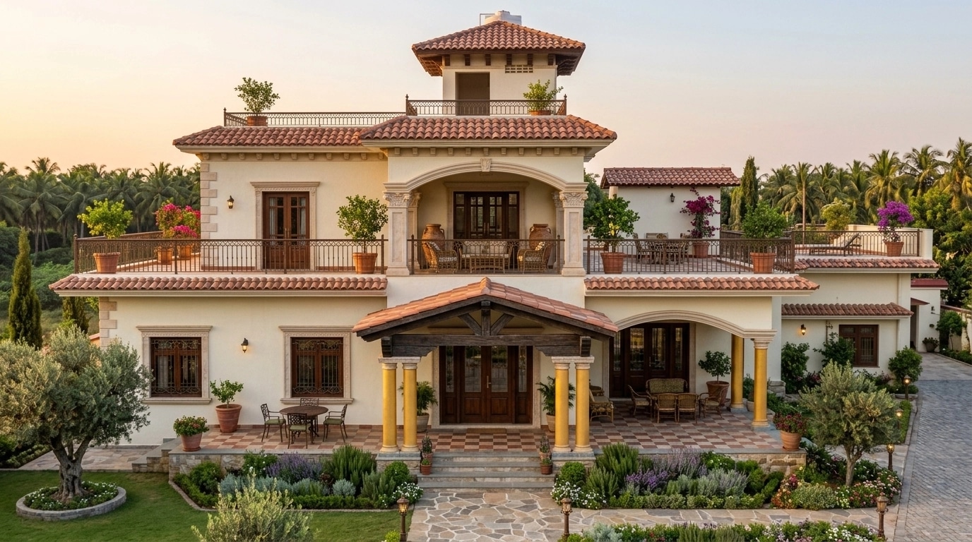 Diseño de fachada en estilo Mediterranean Facade — Fachada por GenRoom AI