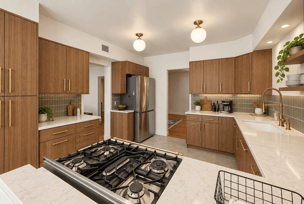 Design de interiores em estilo Mid-Century Modern — Cozinha por GenRoom AI