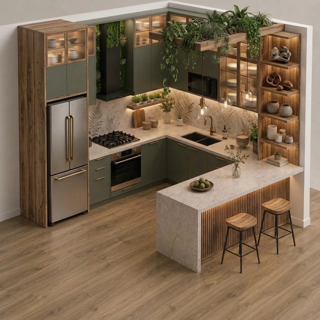 Biophilic Kitchen design — interior photo by GenRoom AI
