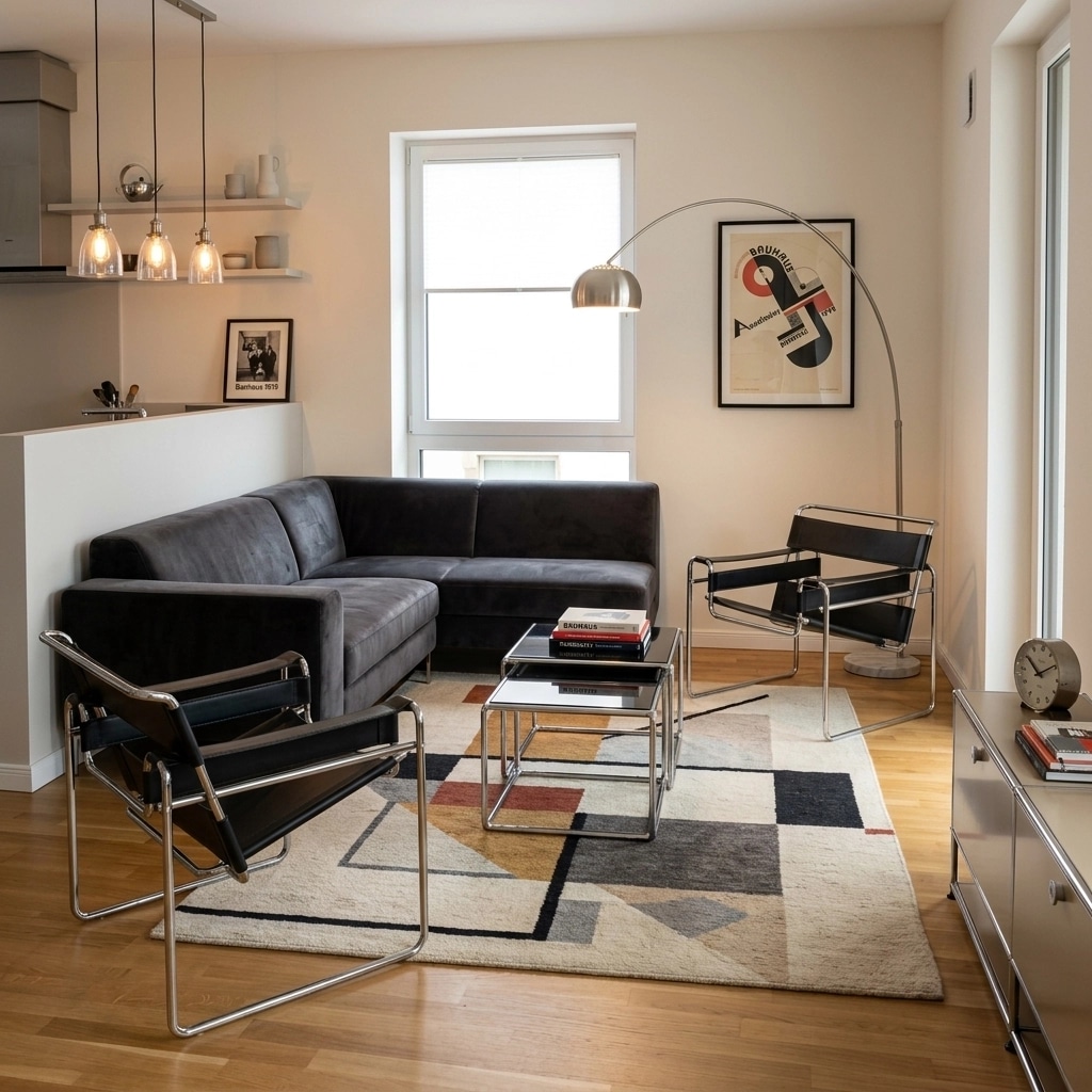 Design d'intérieur en style Bauhaus — Salon par GenRoom AI