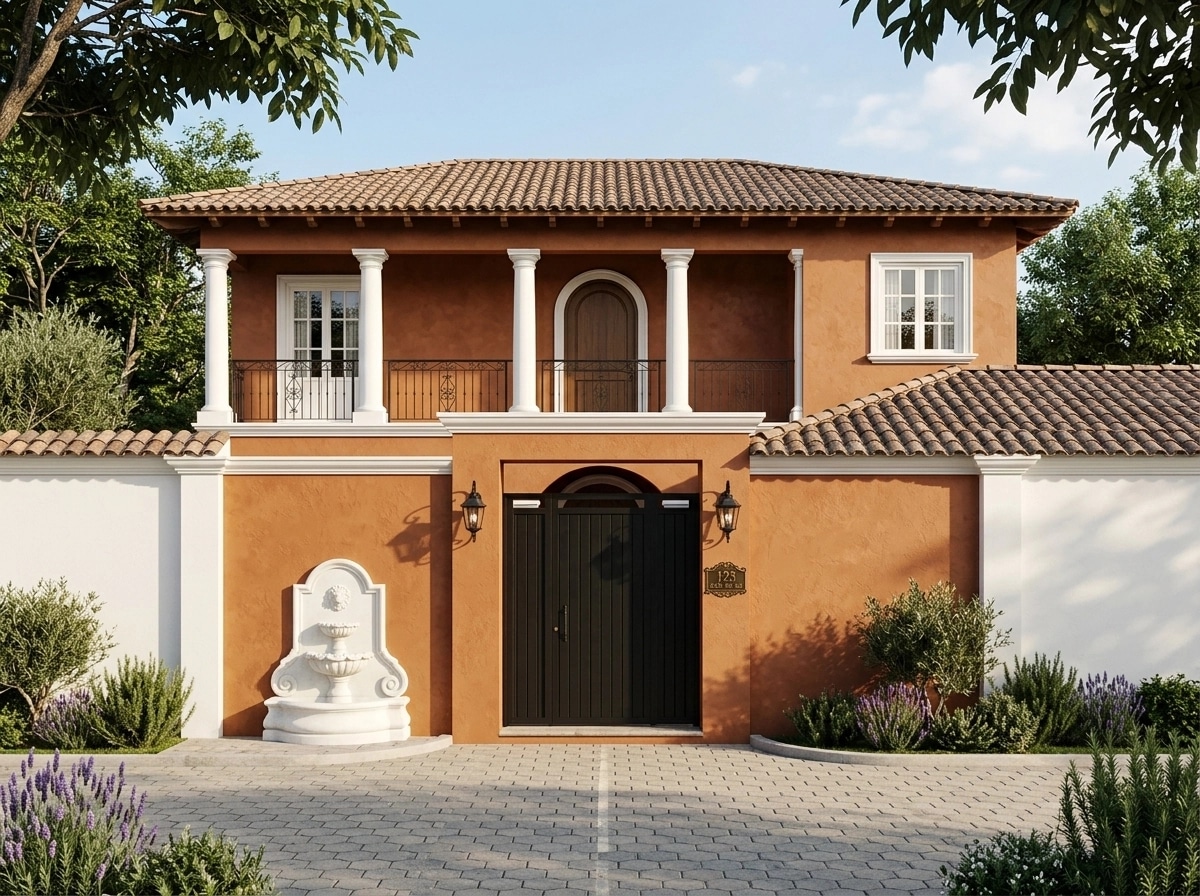 Facade design in Mediterranean Facade style — photo by GenRoom AI