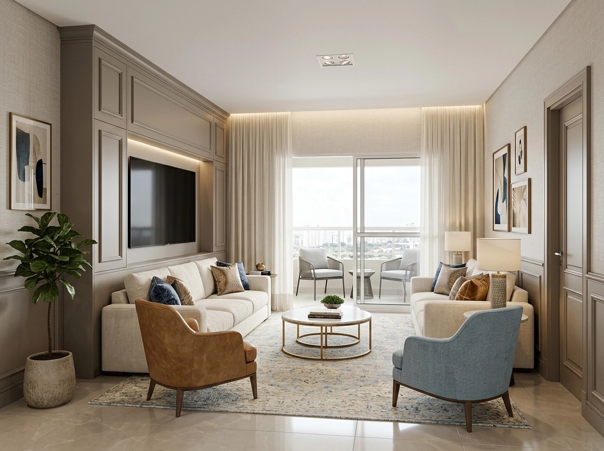 Transitional Living Room design — interior photo by GenRoom AI