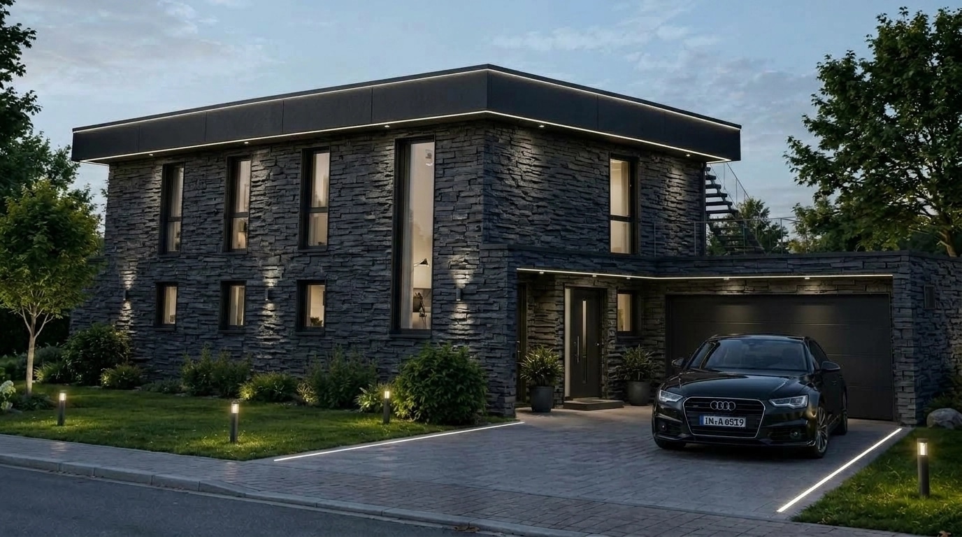 Facade design in Blacktec Facade style — Facade by GenRoom AI