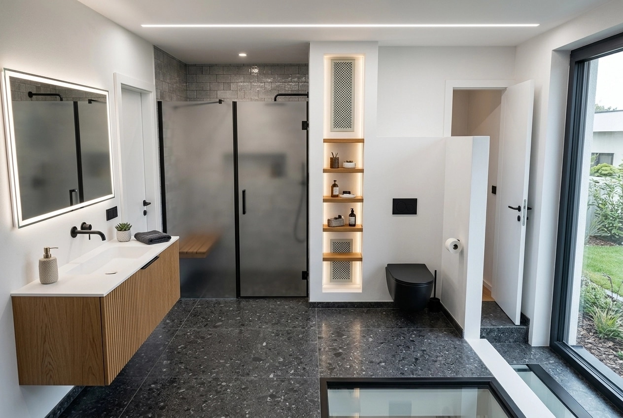 Bathroom interior in Contemporary style — photo by GenRoom AI