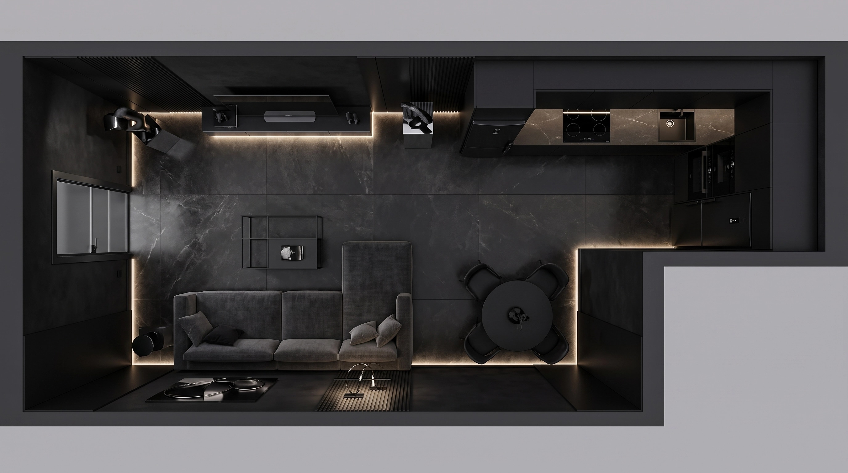 Interior design in Blacktec style — Living Room by GenRoom AI
