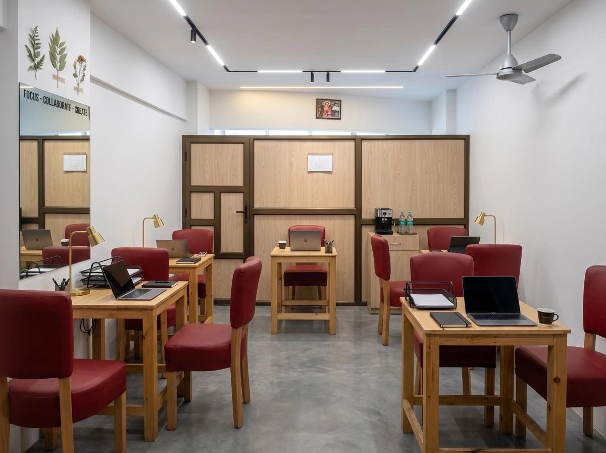 Interior design in Minimalism style — coworking by GenRoom AI