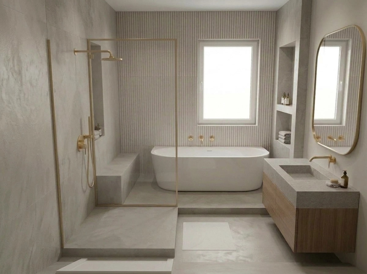 Bathroom interior in Minimalism style — photo by GenRoom AI