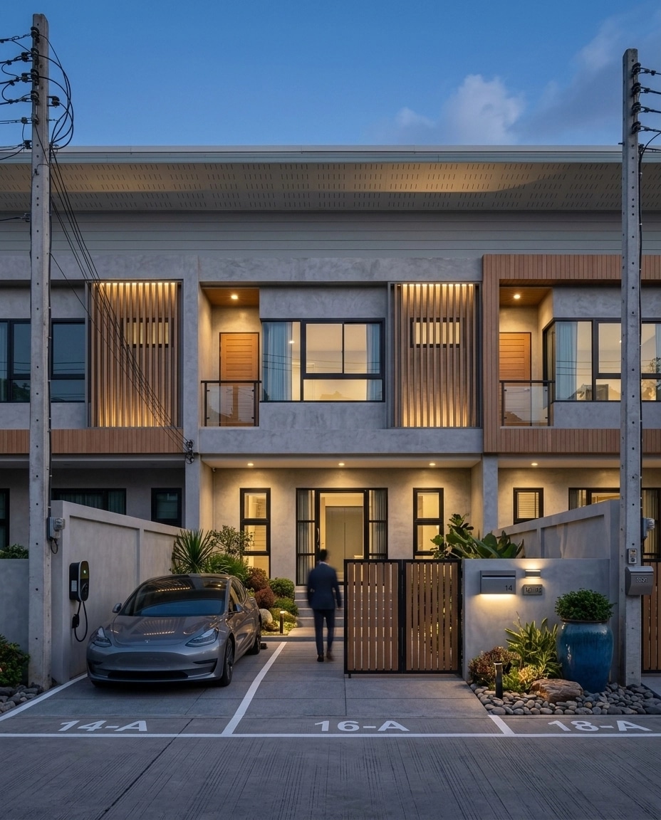Fasad dizayni — Contemporary Facade uslubi — GenRoom AI tomonidan Fasad