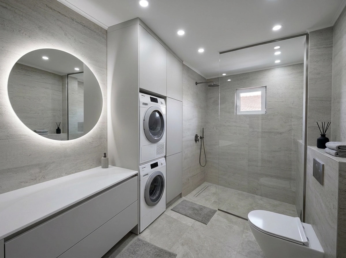 Bathroom interior in Minimalism style — photo by GenRoom AI