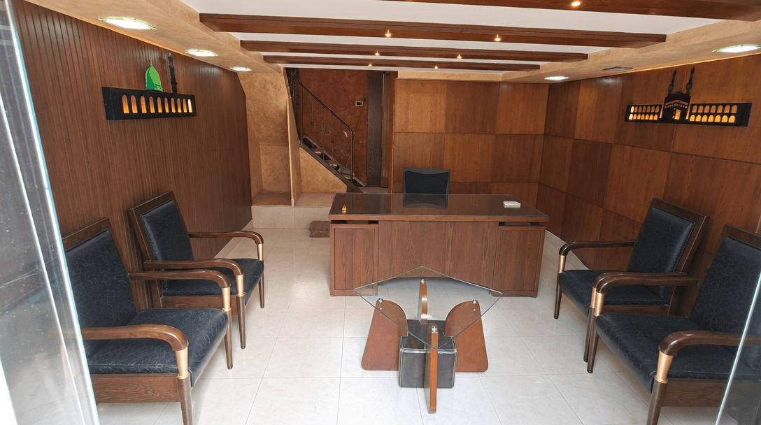 Office interior in Islamic Geometric style — photo by GenRoom AI