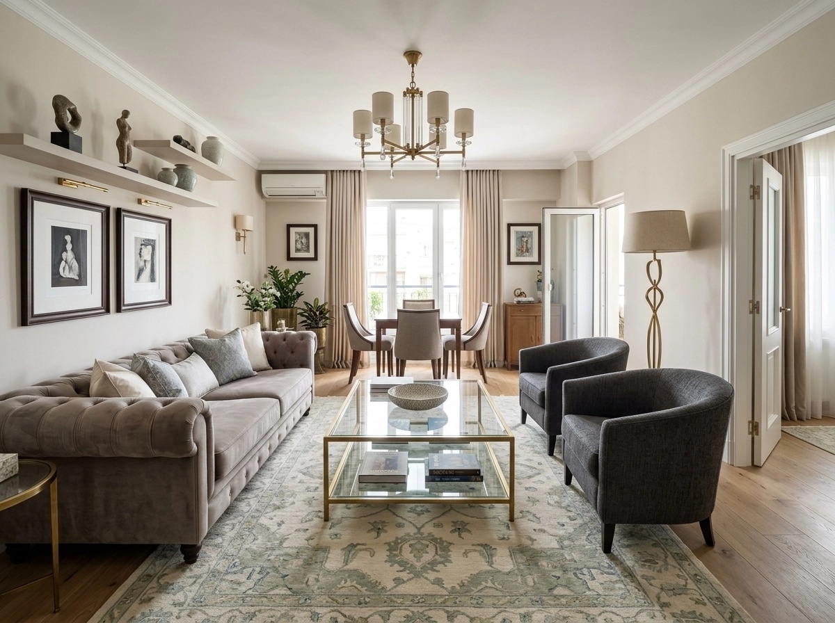 Transitional Living Room design — interior photo by GenRoom AI