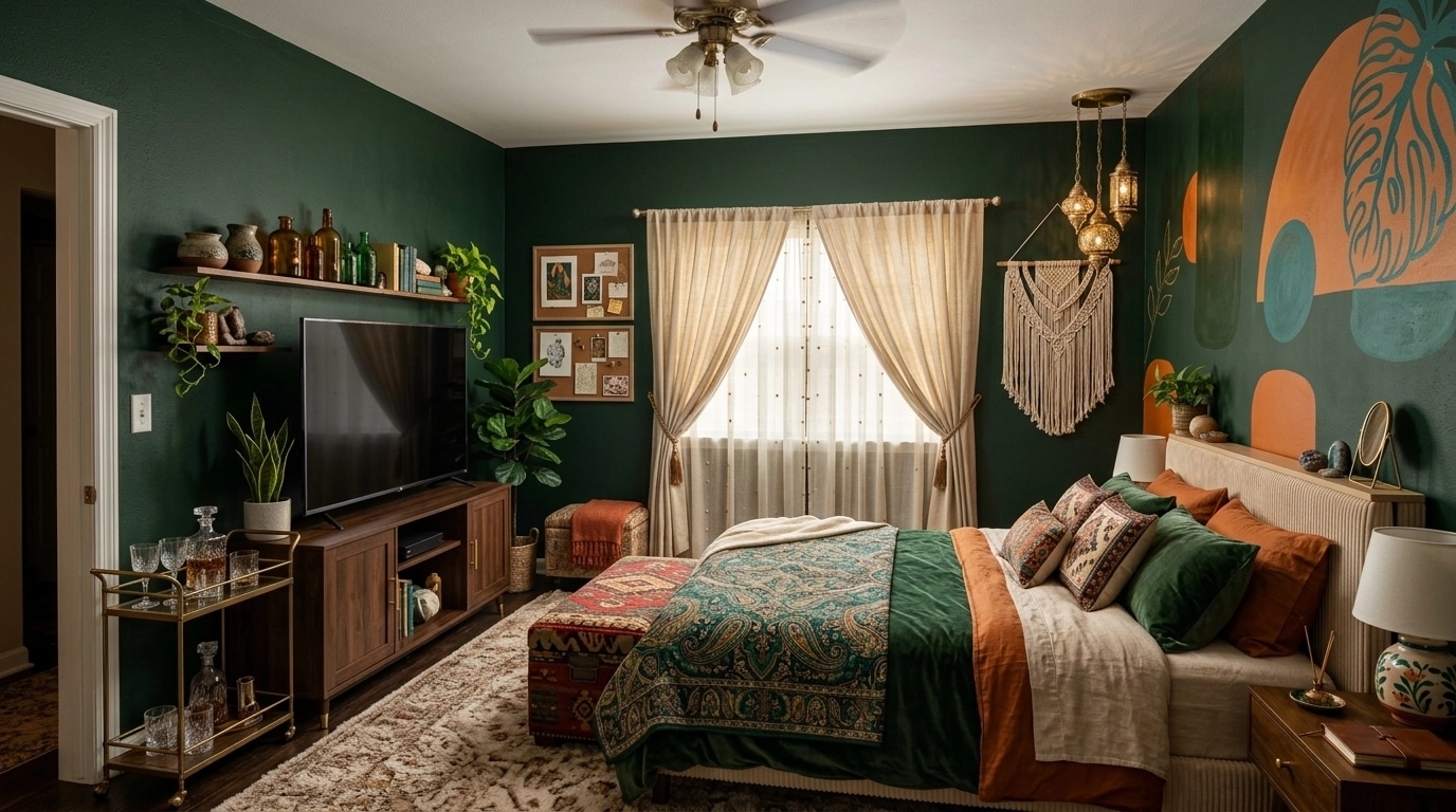 Bohemian Bedroom design — interior photo by GenRoom AI