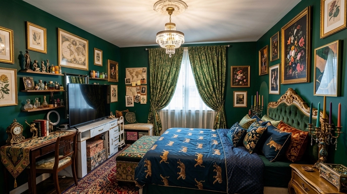 Maximalist Bedroom design — interior photo by GenRoom AI