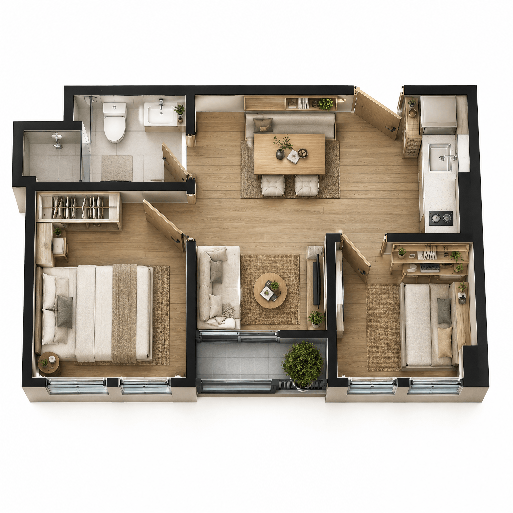 Interior design in Japandi style — Living Room by GenRoom AI