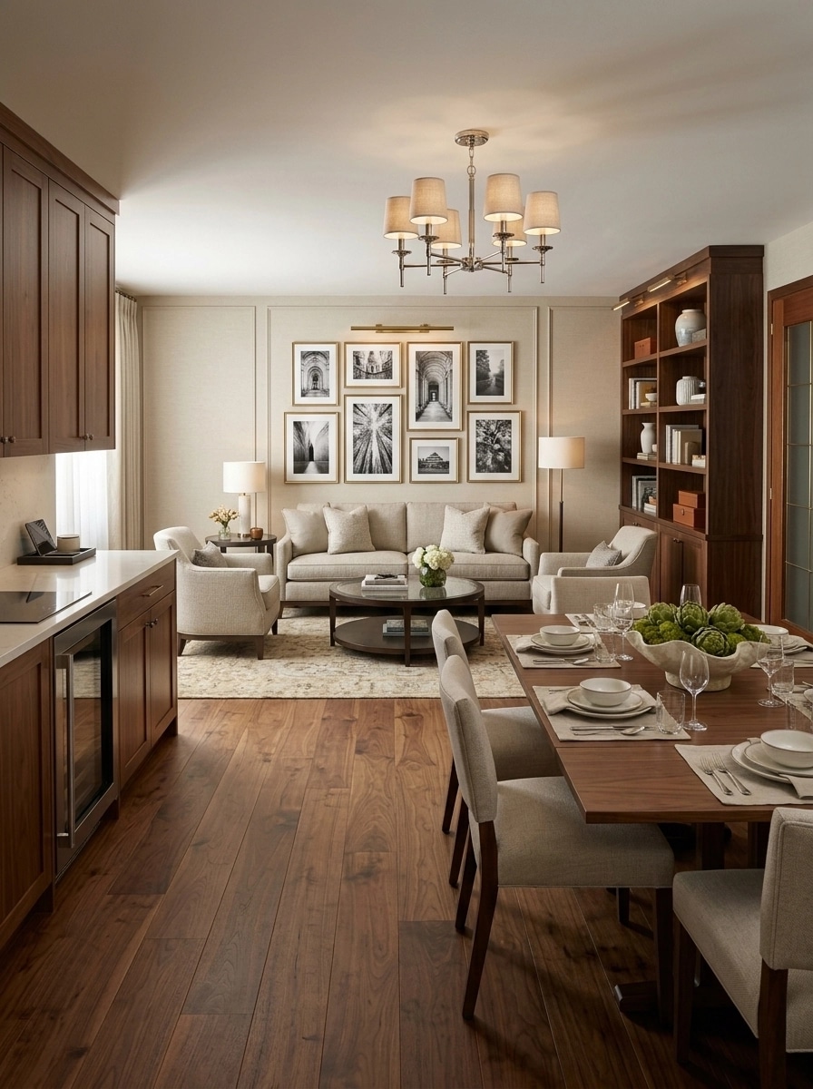 Innenraumdesign im Transitional-Stil — Wohnzimmer von GenRoom AI
