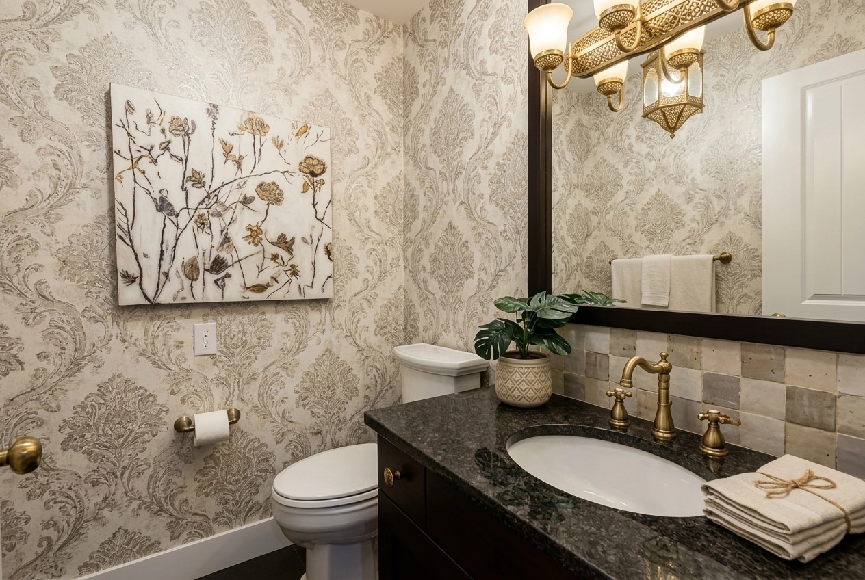 İç mekân tasarımı Mediterranean stili — Banyo GenRoom AI